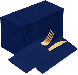 Tovaglioli Blu E Oro Per Feste – 50 Pezzi, 33x33 Cm, A Pois In Lamina D’Oro, Ecologici In Pura Pasta Di Legno – Per Matrimoni E Compleanni