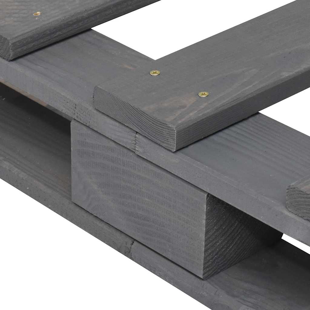 Cadre de lit de palette sans matelas, bois massif, gris, pour la chambre, 100 × 200 cm - 5