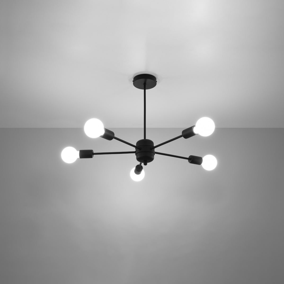 Żyrandol LINGORO 5 czarny LED 3000K - 66x66x46cm Sollux