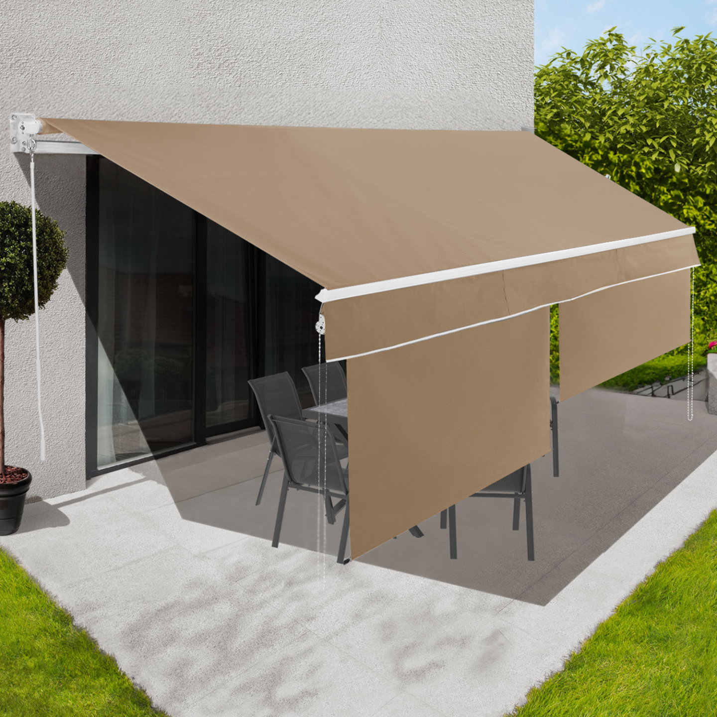 Store banne manuel 4x3 m taupe lambrequin H.1,50 m | Leroy Merlin