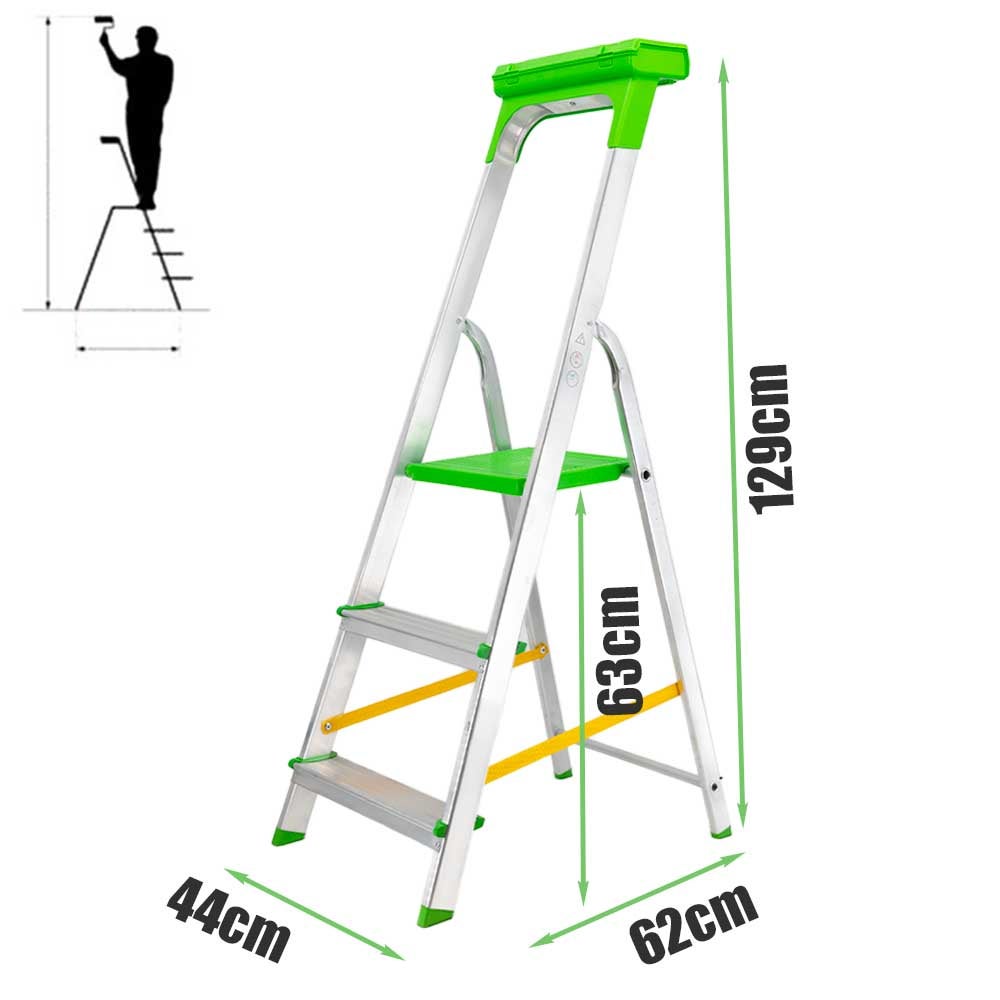 Escabeau pliable 3 marches Marchepied léger en aluminium 150 kg 62 cm Safetool - 3