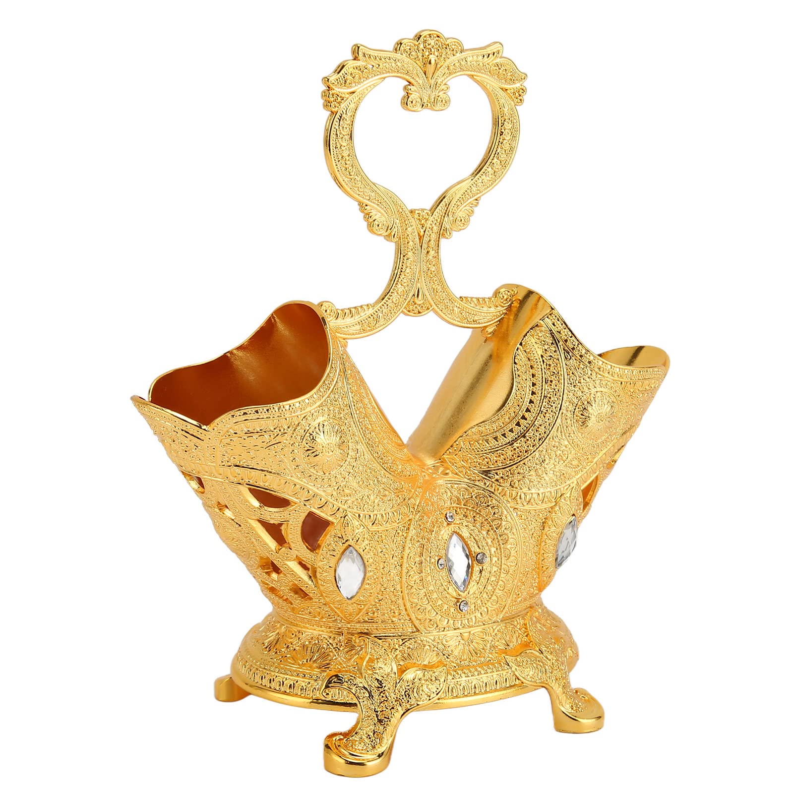 Soporte para utensilios de cocina de metal, soporte para utensilios de cocina para encimera, vasija para utensilios dorada retro de estilo europeo, pa