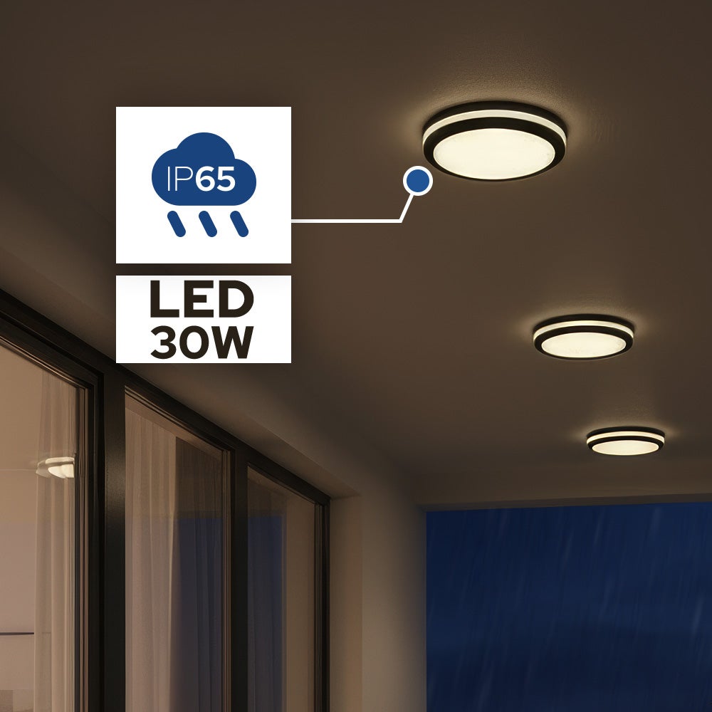 Plafon 30W 2700lm, 3CCT, IP65, okrągły, czarny, SCARLETT HOROZ - 5