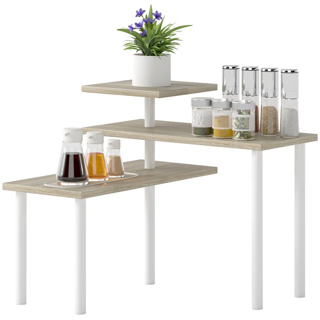 Estantería de Cocina HOMCOM Melamina de Madera, Metal Madera Natural 40x18x36.5 cm