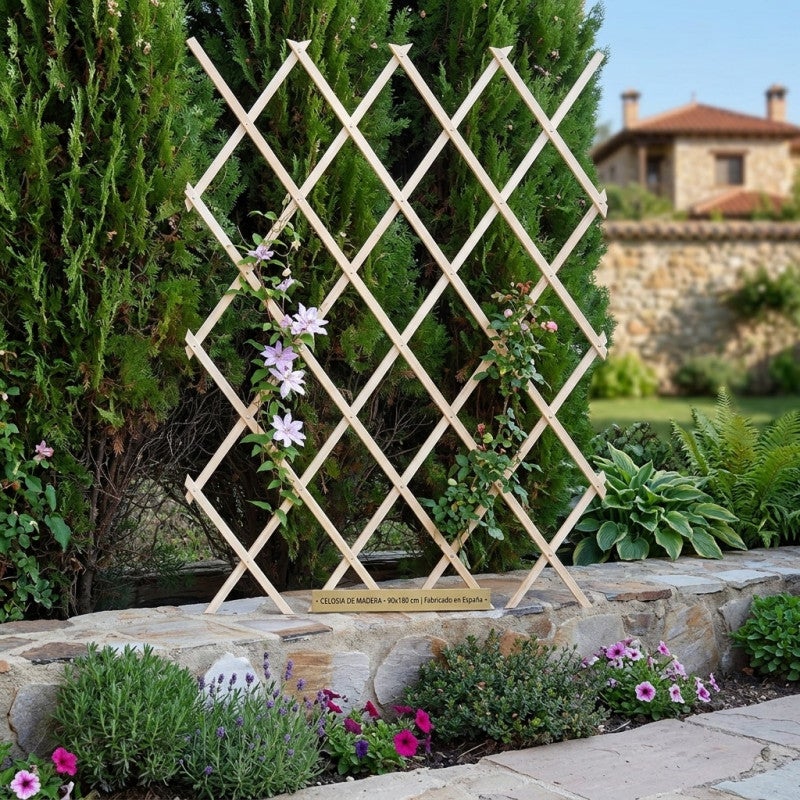 Clôture en Treillis en bois 90 x 180 cm, pour jardin et séparation d'espaces. Haie artificielle extensible - 4