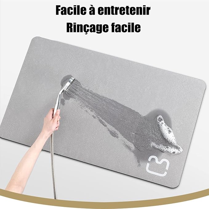 Tapis De Bain Diatomit Absorbant Séchage Rapide Antidérapant Beige-60x90cm - 3