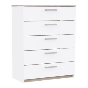 Buffet de salon 4 portes - NAPOLI - Blanc et Chêne - 83,3 x 40 x 176,1 cm - DEMEYERE | Leroy Merlin