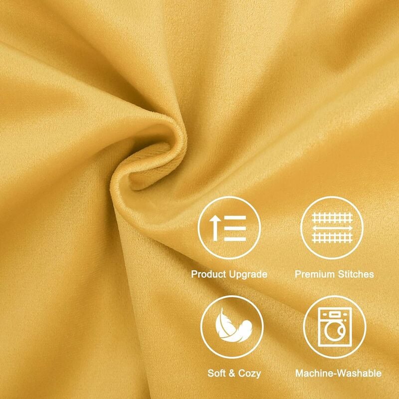Housse Coussin 45x45 cm Jaune Moutarde Decoration Salon Maison Scandinave Lot de 2 Protege Oreiller Velours Doux Double Face Rectangulaire à Couleur U - 3