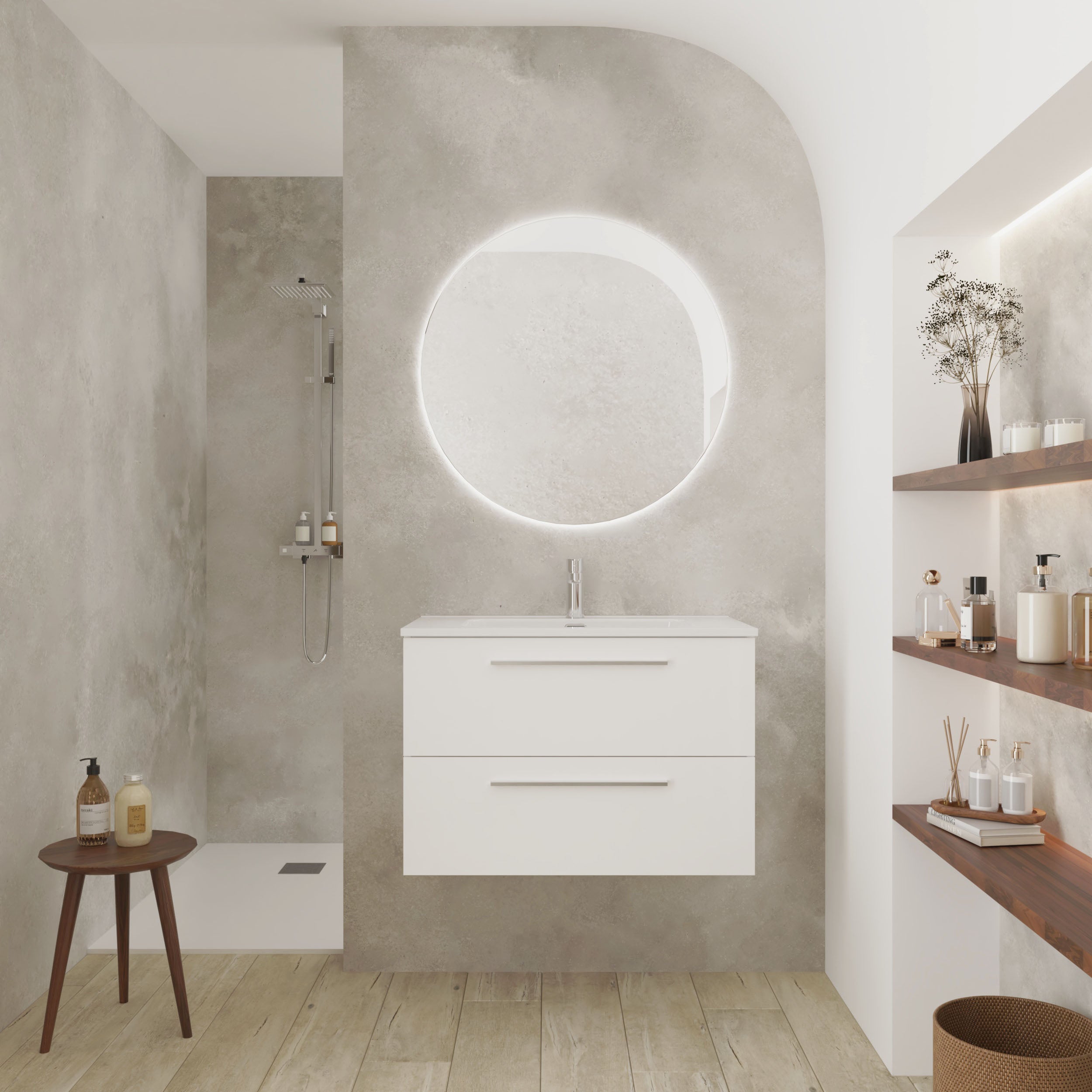 ENSEMBLE DE SALLE DE BAIN MAX | 80 CM BLANC | 2 TIROIRS | LAVABO ...