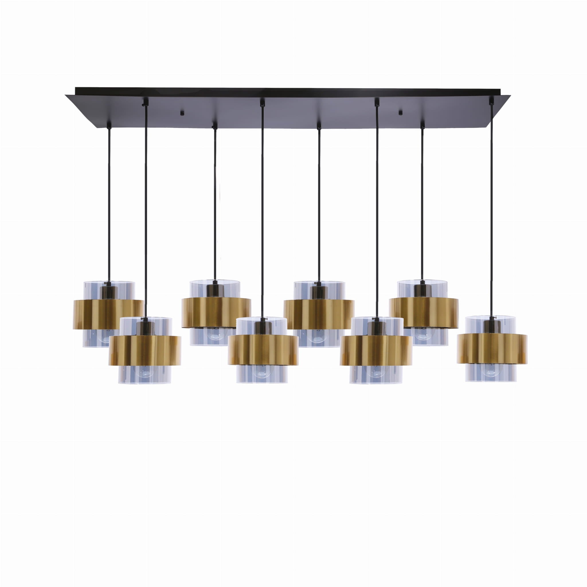 Lampa wisząca Spiega czarna-dymiona-złota 8xE27x60W wym: 110 x 106 x 32 cm metal Candellux