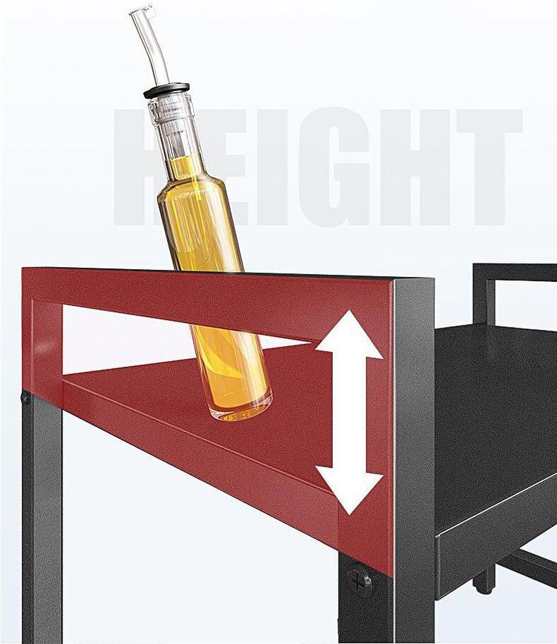 Estante para Microondas Retráctil de Doble Nivel con 6 Ganchos – Acero al Carbono, Anti-Rust y Anti-Suciedad, Altura Ajustable, Negro - 3