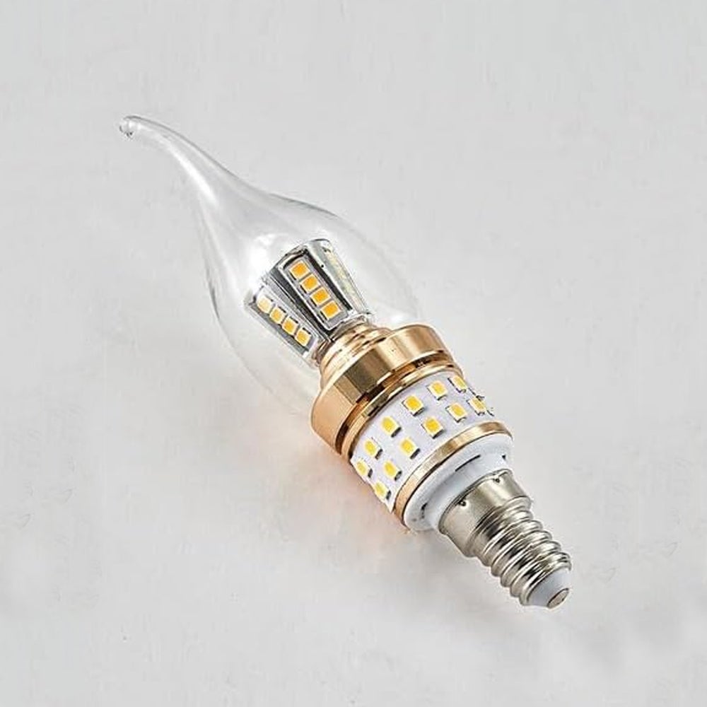 6 pièces E14 8W LED petites ampoules à vis, lumière blanche 6000K, Non variable, ampoules de lustre modernes de luxe, forme de flamme AC 240V - 5