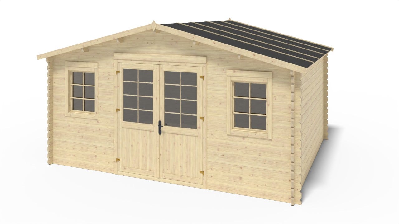 Abri De Jardin En Bois 20m2 5x4m Ep 40mm Couleur Naturel abri-de-jardin-en-bois-20m2-5x4m-ep-40mm-couleur-naturel