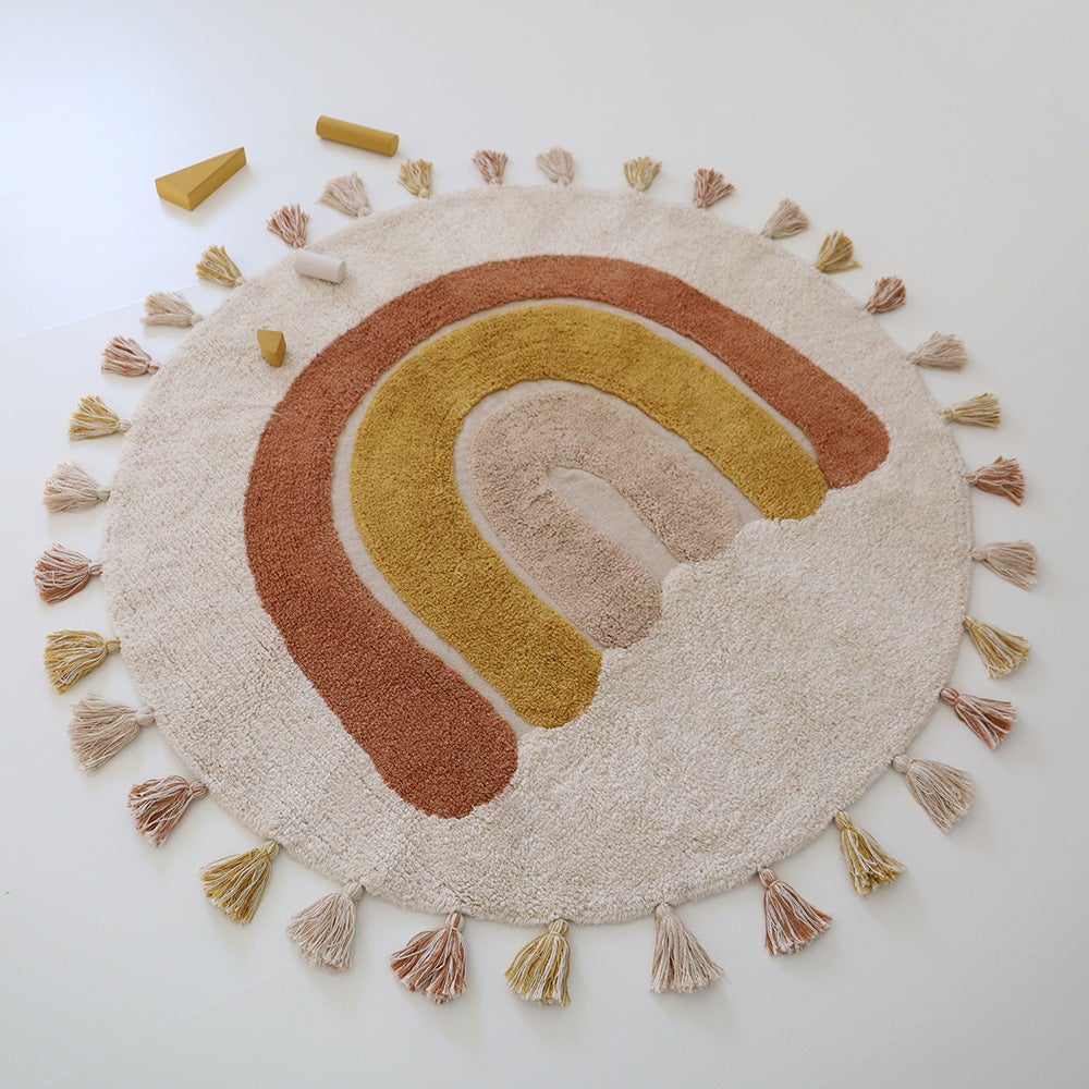 Tapis enfant coton lavable arc en ciel avec pompons RAINBOW TOFFEE - 3