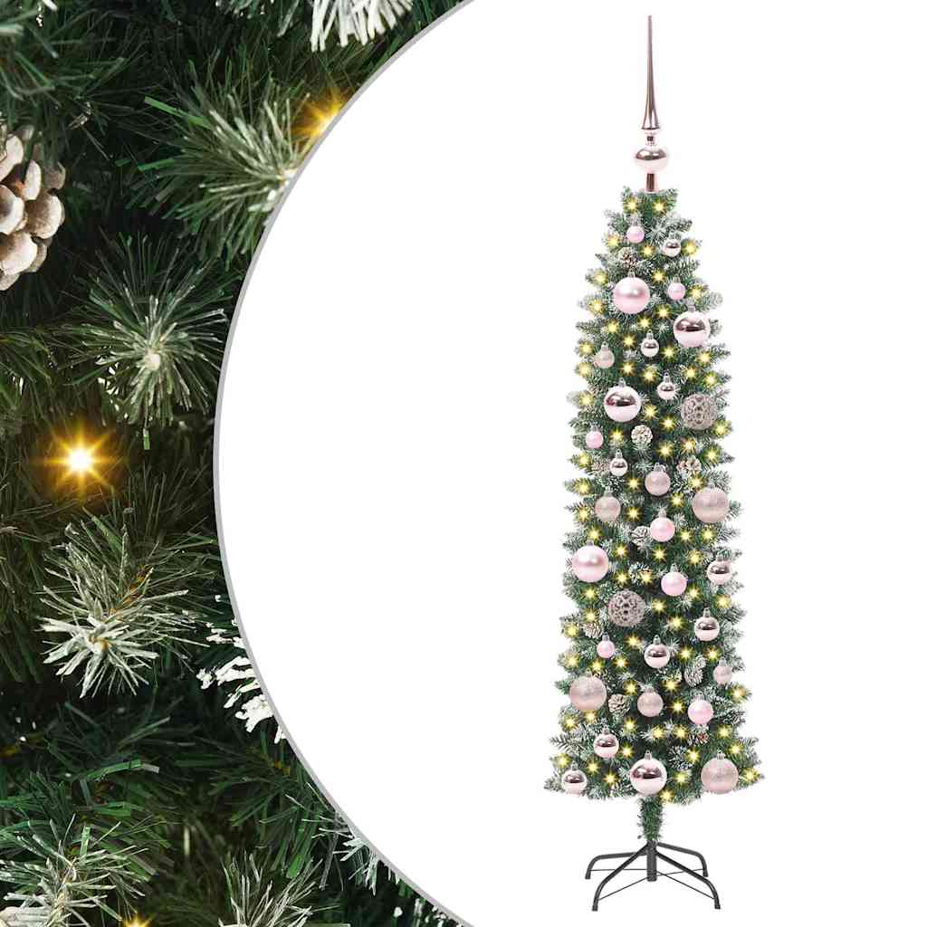 Sztuczne smukłe drzewo bożonarodzeniowe Zielono-biały 120 cm
