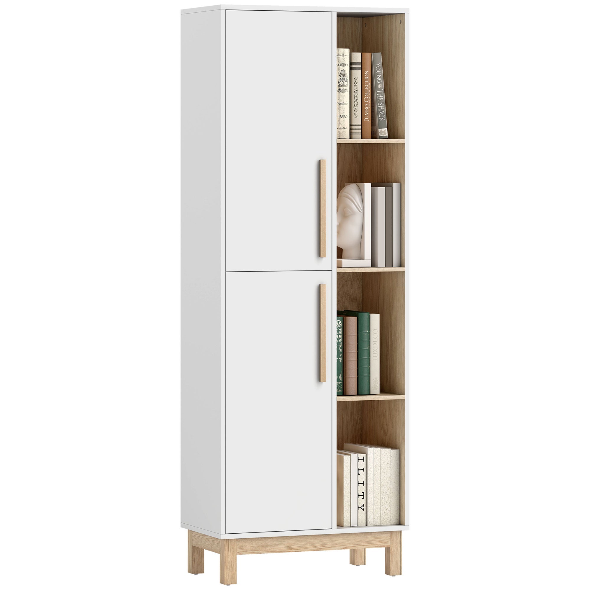 Bibliothèque de 176 cm de haut, 4 étagères ouvertes, 2 placards ...