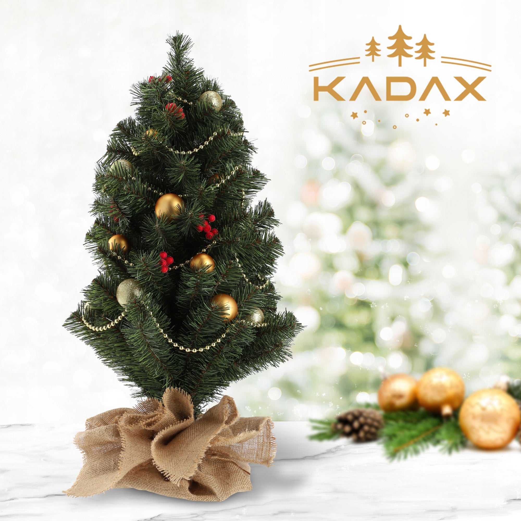 CHOINKA SZTUCZNA JAK ŻYWA MAŁA 80 cm ZIELONA NA SZAFKĘ BIURKO GRATIS JUTA - 5