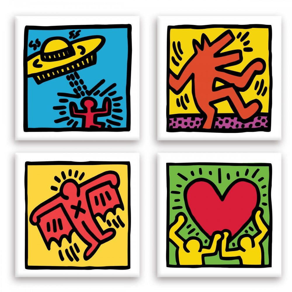 KEITH HARING - Zestaw 03 - 4 płótna 40x40cm na drewnianej ramie 40x40cm
