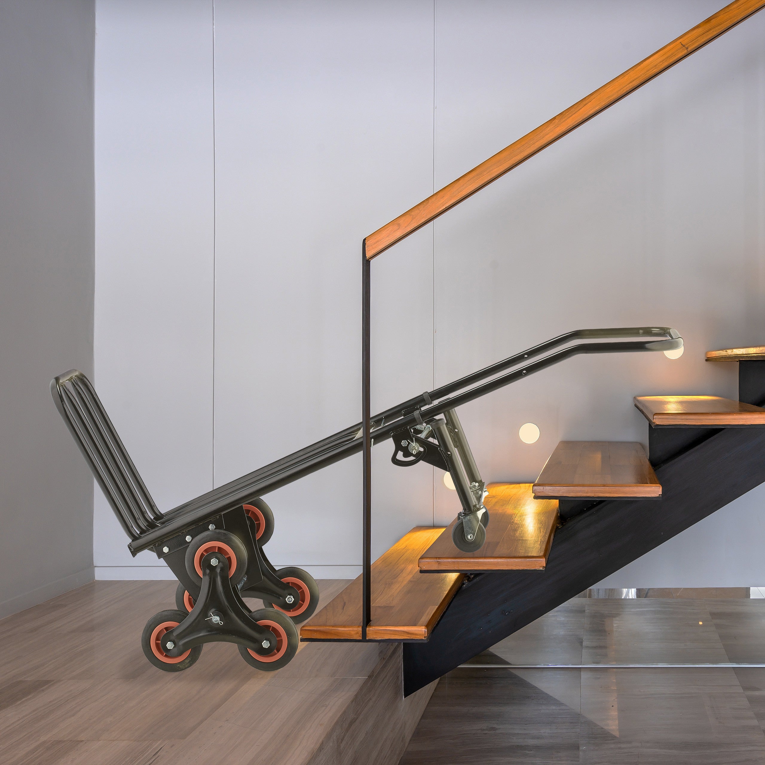 Diable pour escaliers, chariot de transport, porte-charge pliable, jusqu'à 50/150 kg, roue en caoutchou, noir, Relaxdays - 2