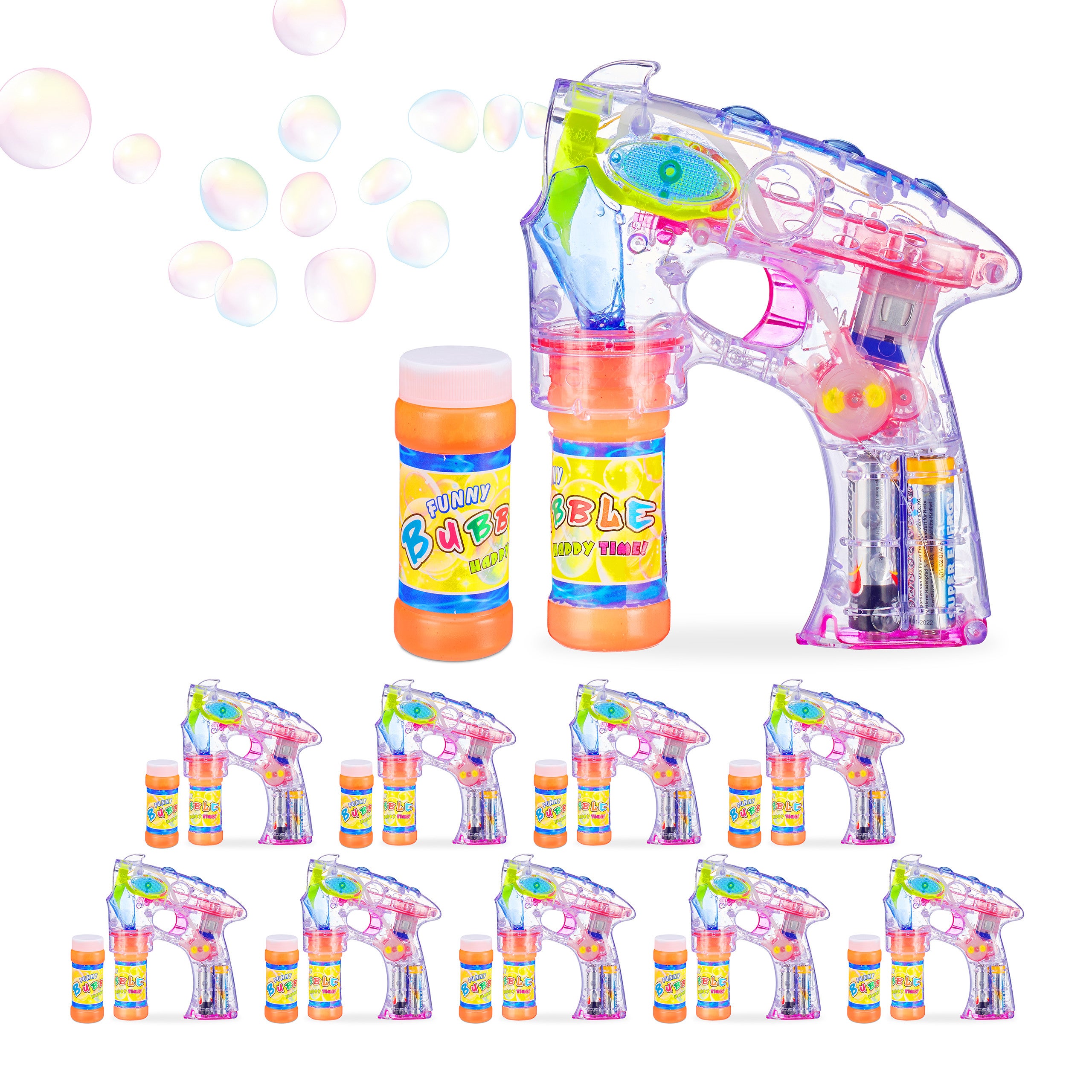 Pack 2 pistolas pompas unicornio rosa con luz LED, Pompero eléctrico, Bubble gun Pack 2 pistolas pompas unicornio rosa con luz LED, Pompero eléctrico, Bubble gun