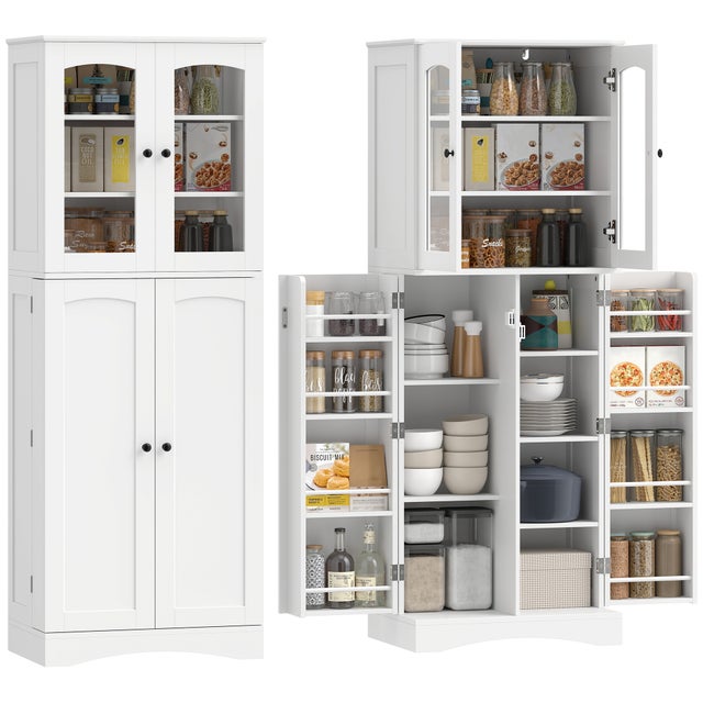 Aparador alto de cocina - Armario de almacenamiento - Tablero de partículas y MDF - Blanco (60x40x162cm)