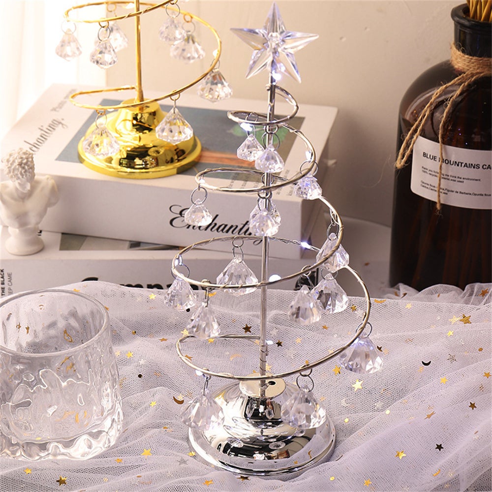 Catena luminosa di cristallo per albero di Natale, spirale decorativa, a batteria (batterie non incluse), ideale per decorare la tavola di Natale - 3