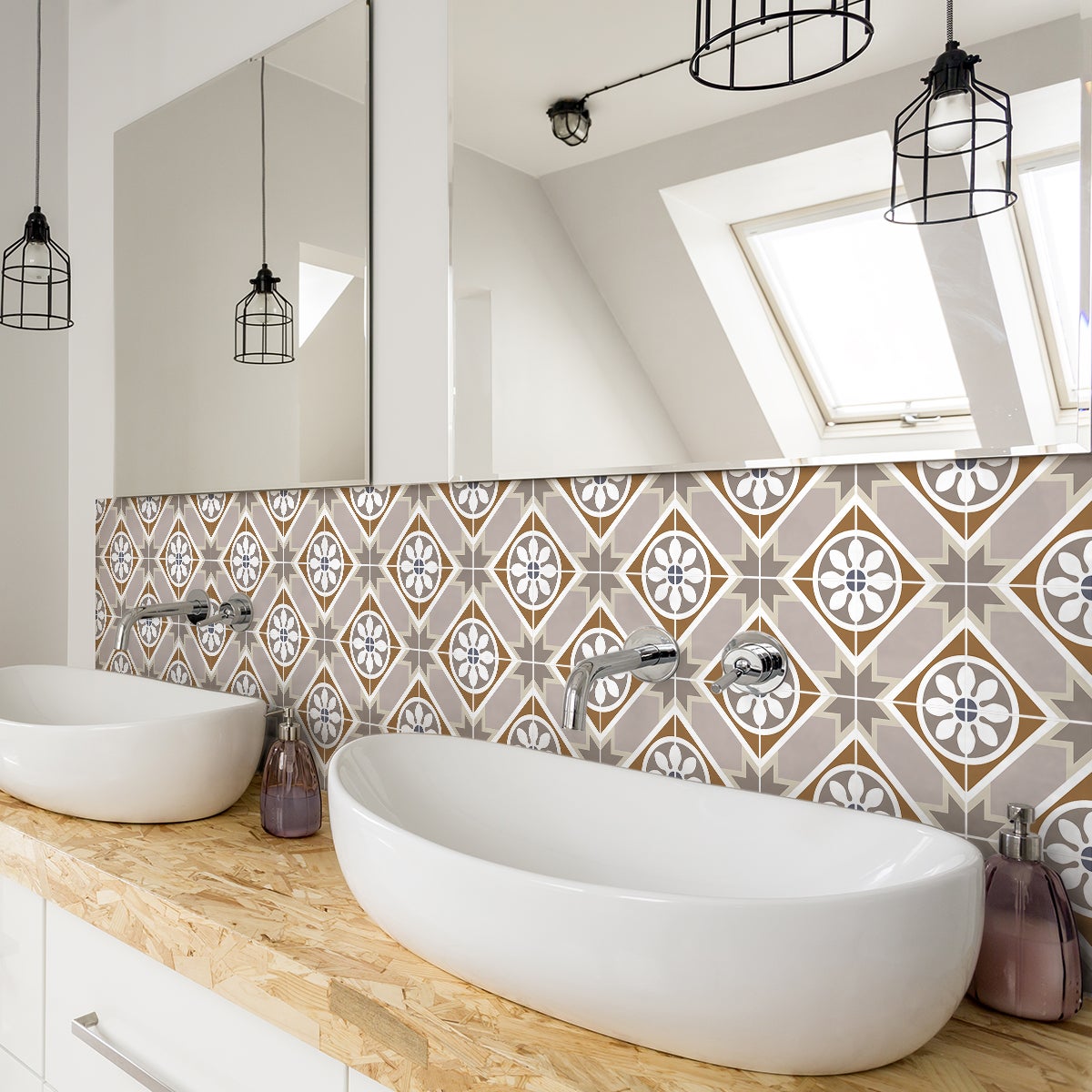 24 vinilos baldosas de cemento azulejos astellon - adhesivo de pared - revestimiento sticker mural decorativo - 24stickers10x10cm