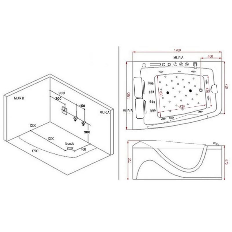 Baignoire balnéo D-Neptune 47 jets Whirlpool - 5