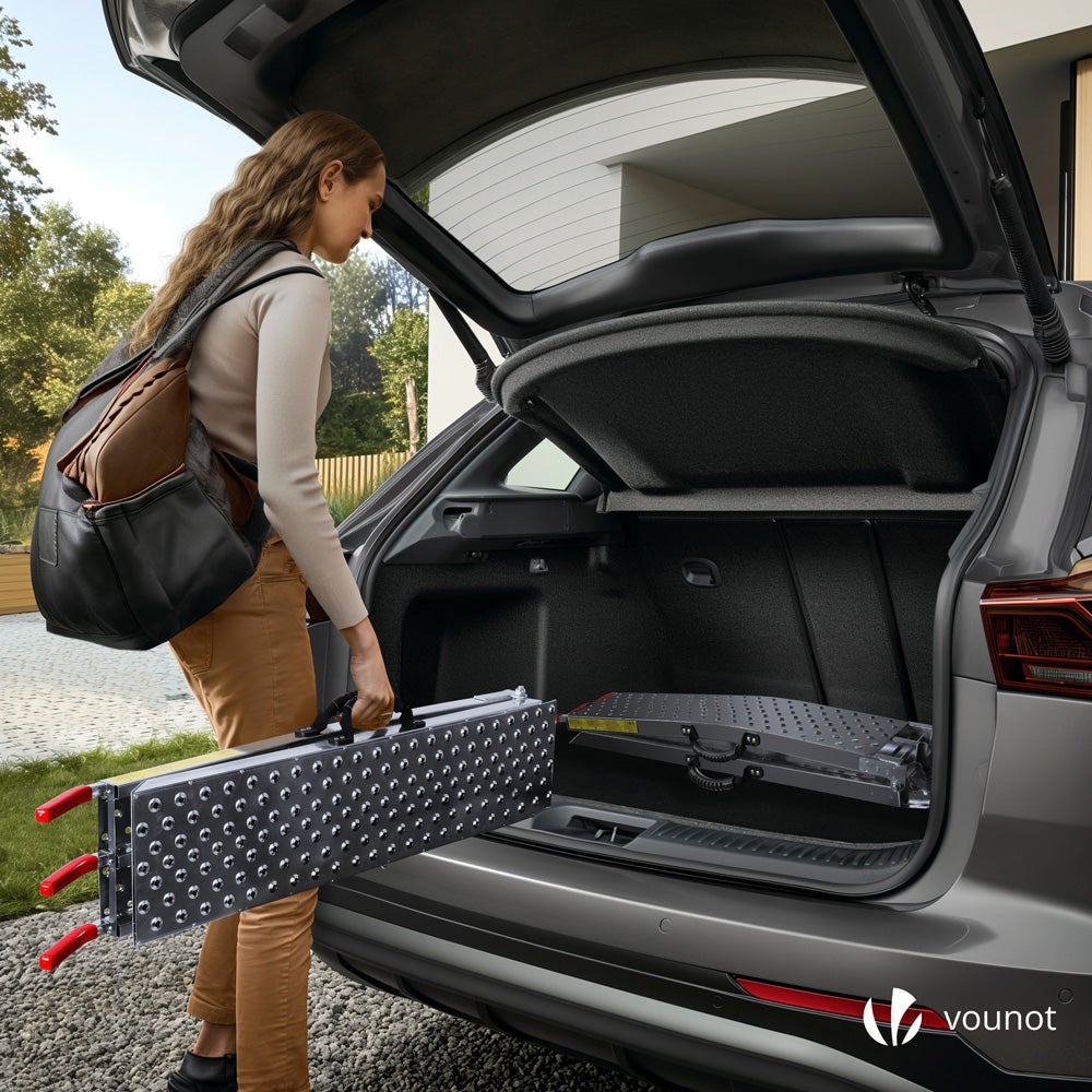 Lot de 2 Rampe de chargement pliable Charge lourde antiderapant en acier galvanise 196cm VOUNOT® - 7