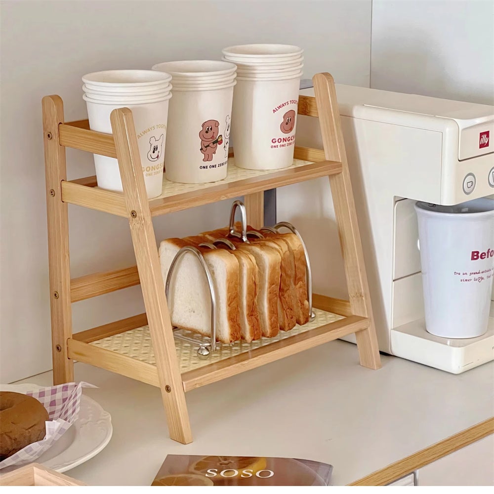 Étagère de rangement en bambou pour bureau Présentoir de Bureau en
