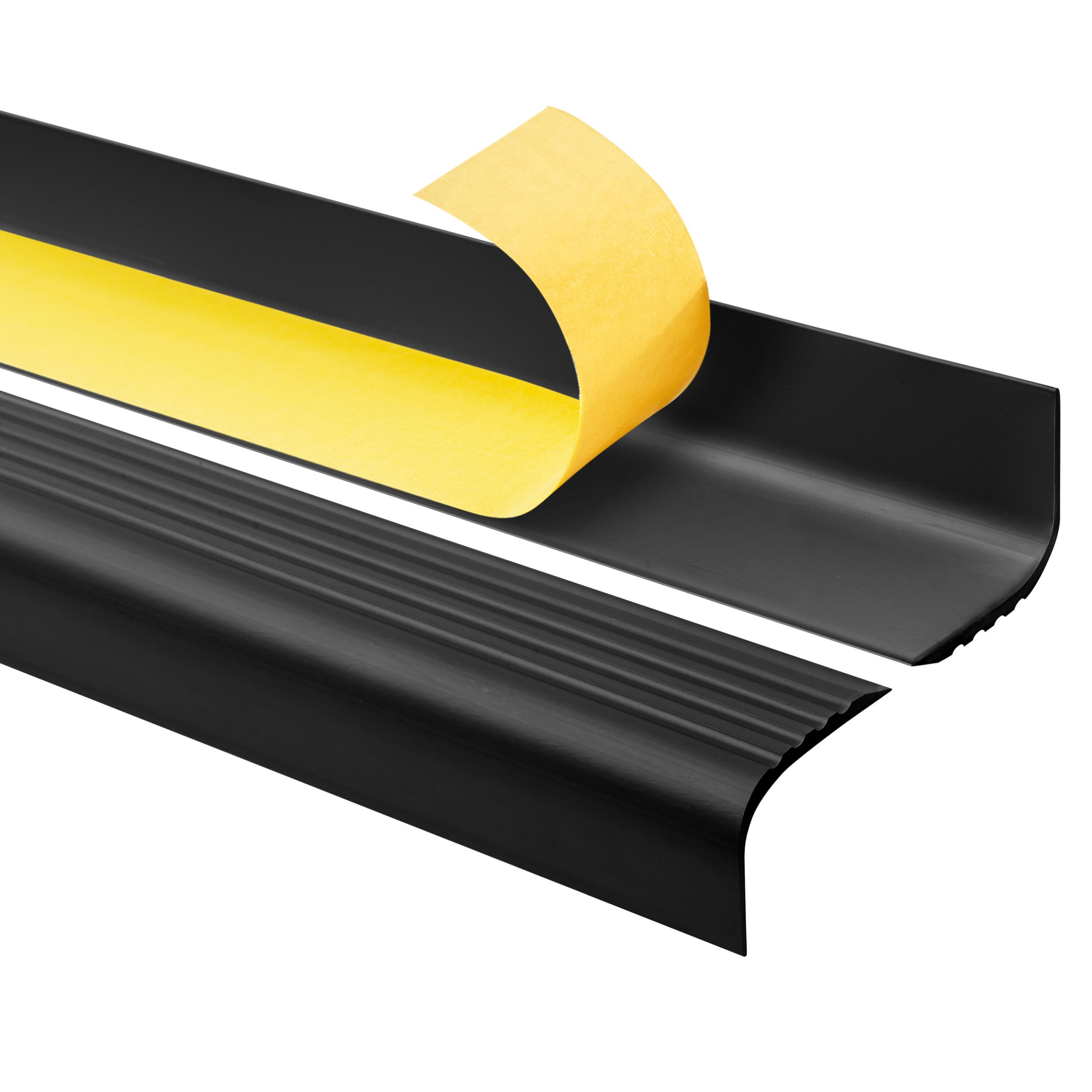 Profil schodowy samoprzylepny 52x40 mm PVC na krawędzie stopni z ryflowaniem - 130 cm, czarny