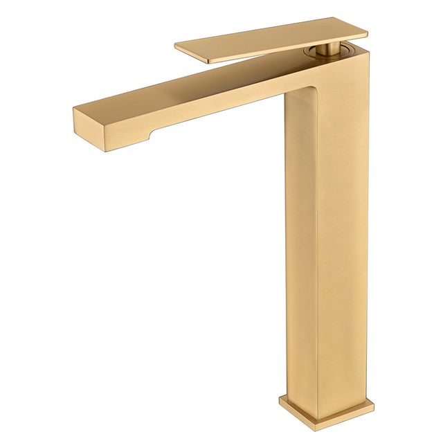 Grifo Monomando de Lavabo Alto | Latón Cartucho cerámico Ø26mm TOP | Color Oro Cepillado