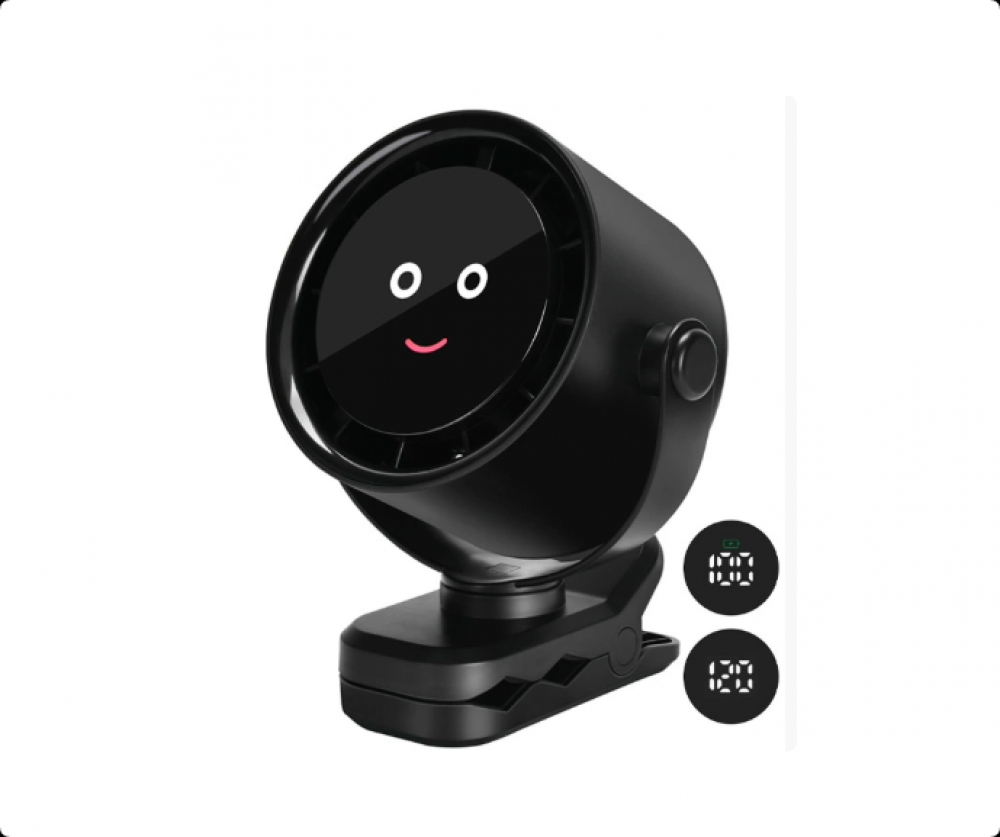 5-stopniowy mini wentylator USB z klipsem 360° - ładowalny, cichy, uniwersalny