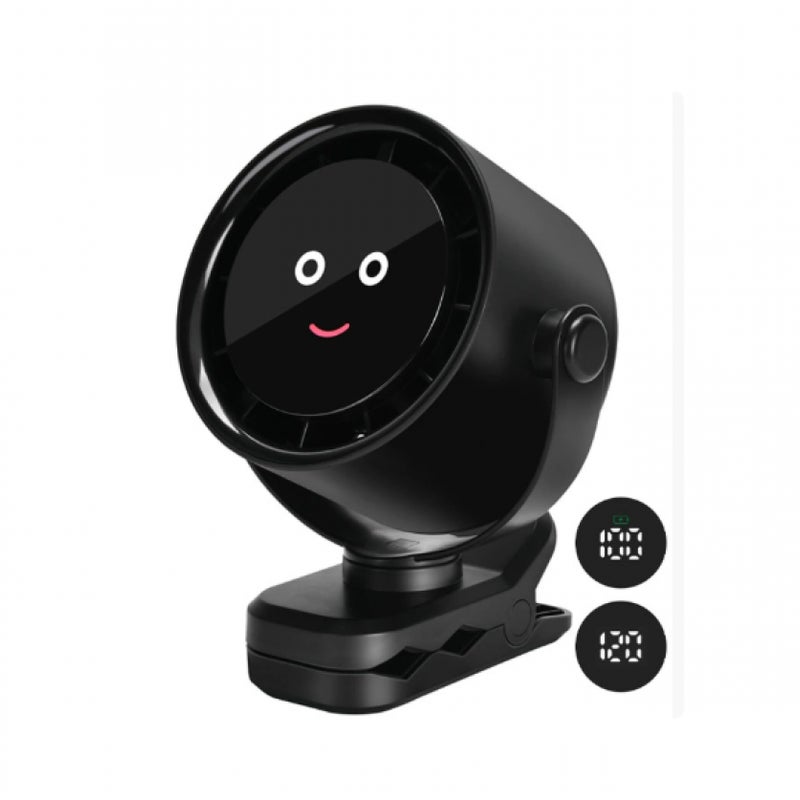 5-stopniowy mini wentylator USB z klipsem 360° - ładowalny, cichy, uniwersalny
