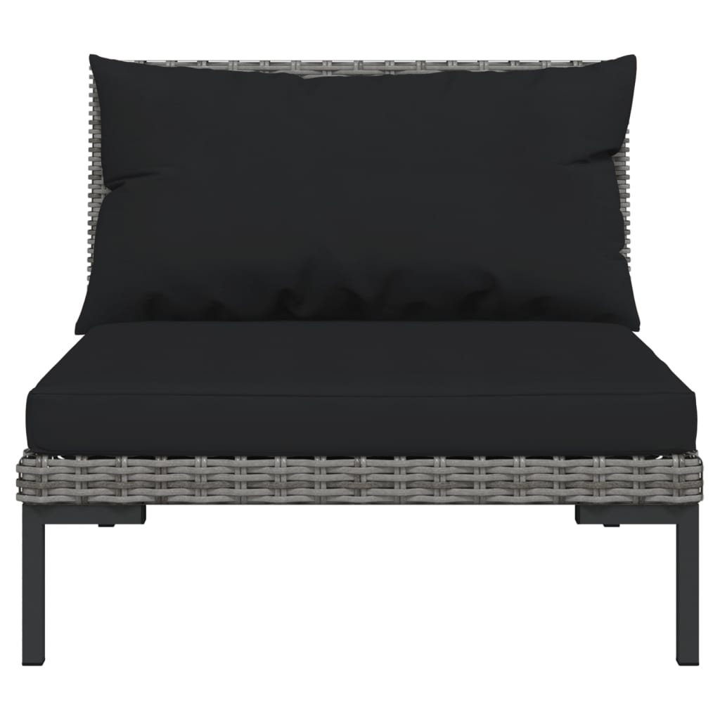 Maison Exclusive - Set Divani da Giardino 4 pz con Cuscini Polyrattan Grigio Scuro - 4