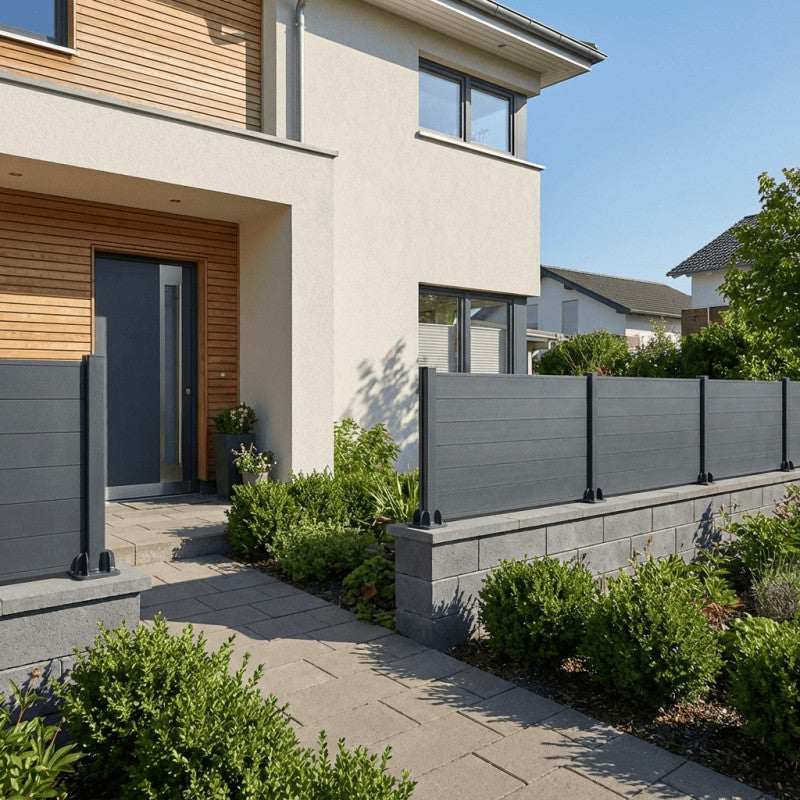Kit complet clôture composite et aluminium sur platine L14.4m x H1m gris anthracite - 7