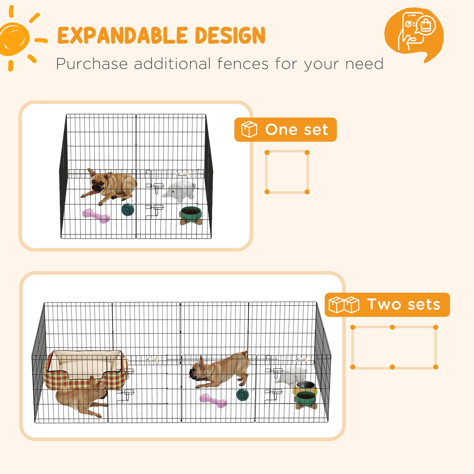 Parque para Cães PawHut Fio metálico Q195 Preto 61x61cm - 4