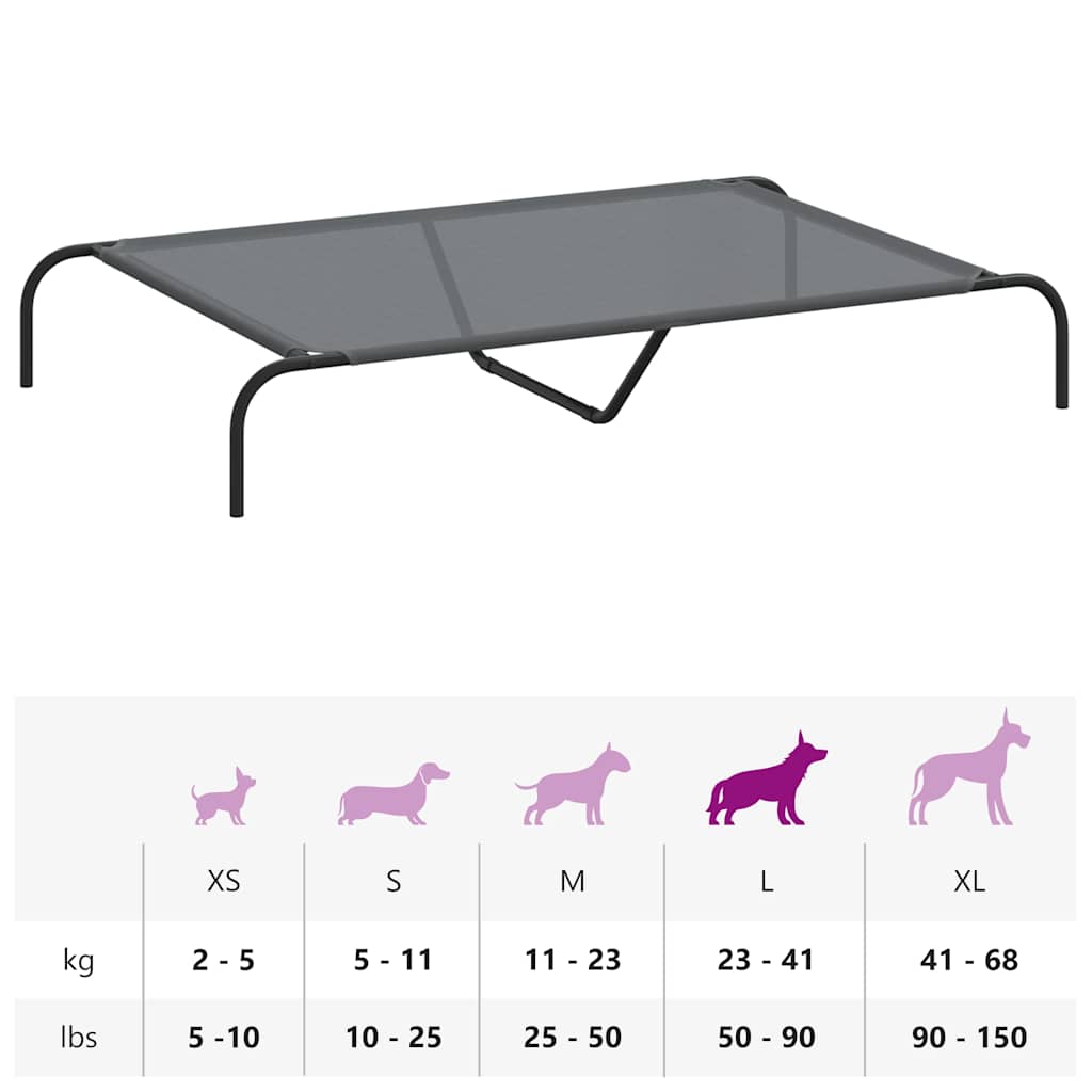 Lit surélevé pour chien gris 130x80x20 cm textilène et acier vidaXL - 9