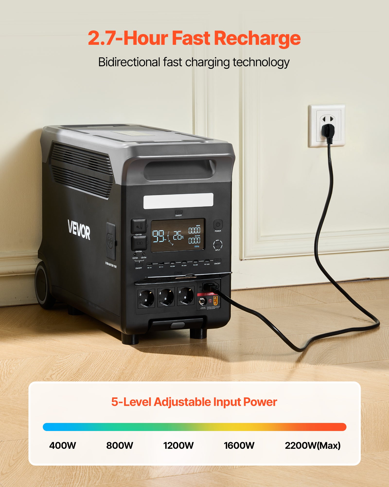 Station Électrique Portable VEVOR, Générateur Solaire 3600 W 3840 Wh avec 10 Sorties, Batterie de Secours LiFePO4 Extensible pour Camping-car - 4
