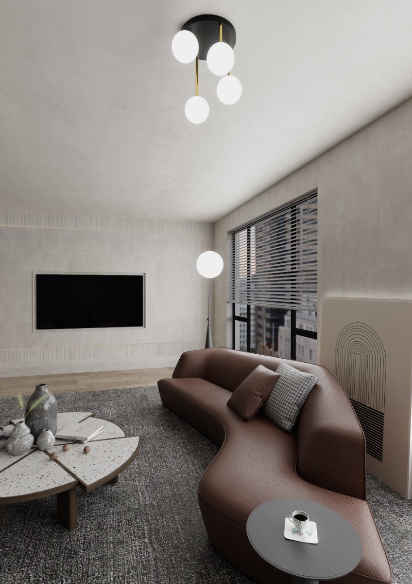 Lampa wisząca Dolce czarno-biała 4xE14x10W kule wym: 40 x 40 cm szkło Emibig - 4