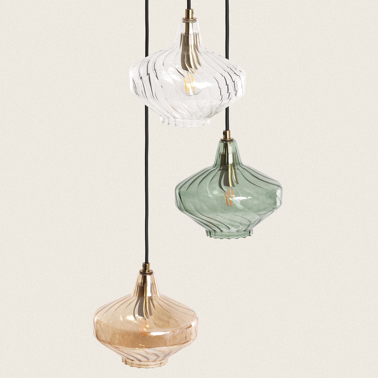 Lámpara Colgante Metal y Cristal Blas 3 Focos, Multicolor, Cristal,Hierro, E27, IP20, 1600 mm x Ø640 mm Verre,Fer - 6