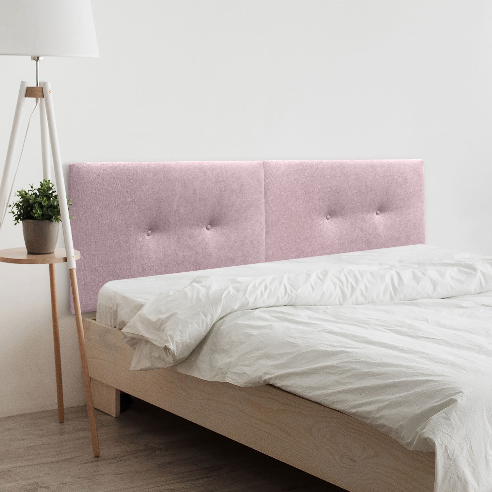 Dhome cabecero de tela acualine liso con botones dual dividido en 2 piezas tapizado de alta gama cabezal dormitorio (rosa, 220cm)