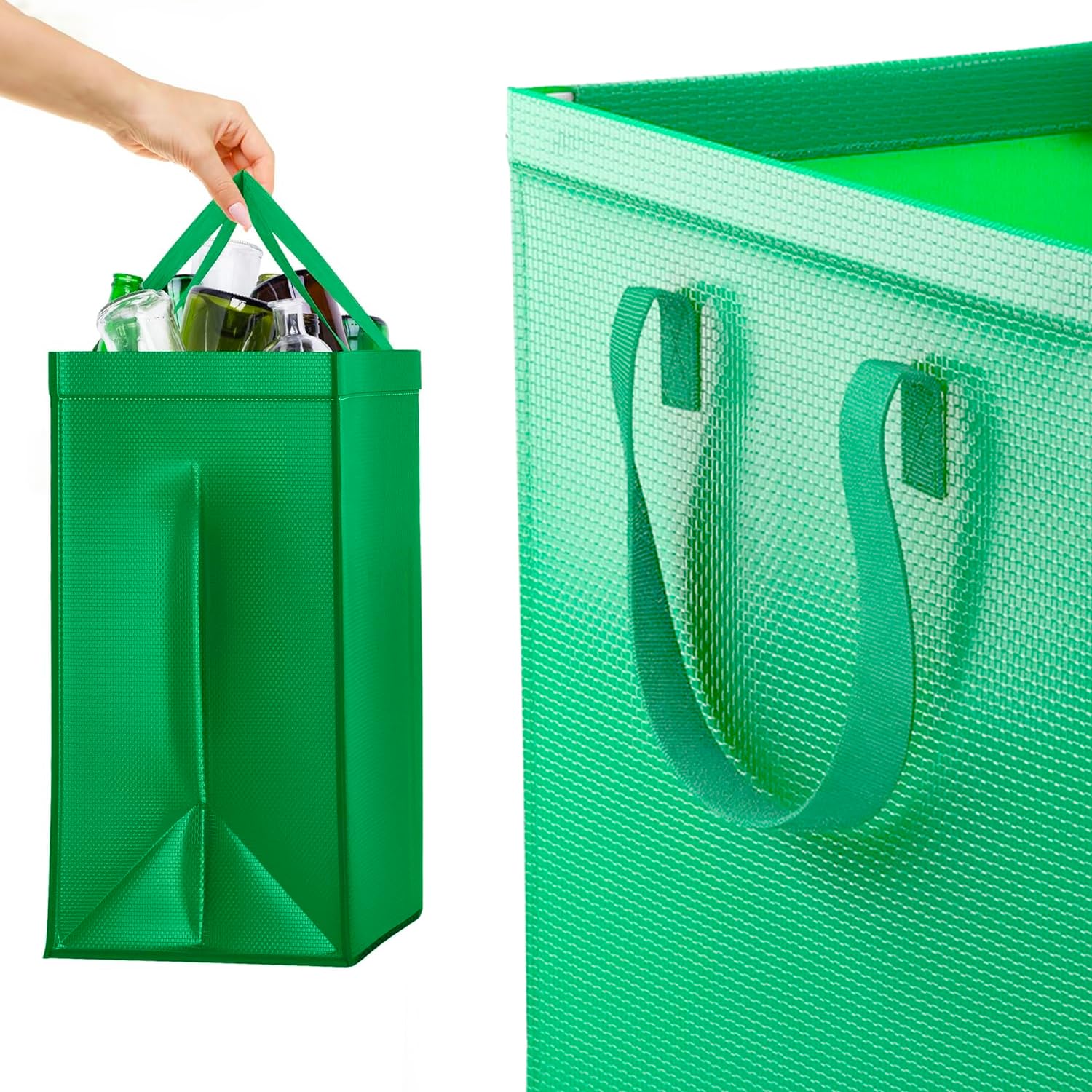 Avilia Set 3 Borse Raccolta Differenziata Lavabili - Kit Sacchi per Spazzatura Colorati per Vetro, Carta e Plastica, con Manici, in PVC - 49.5x19.5/22 - 3