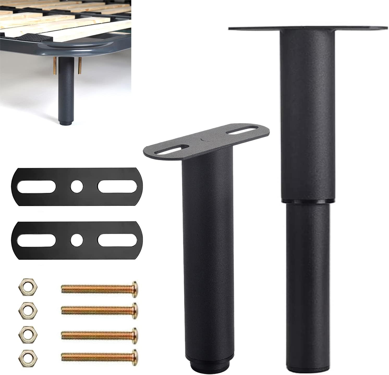 2 x Picioare reglabile pentru mobilă din metal negru 18-34 cm, suporturi reglabile pentru pat, canapea, masă, dulap