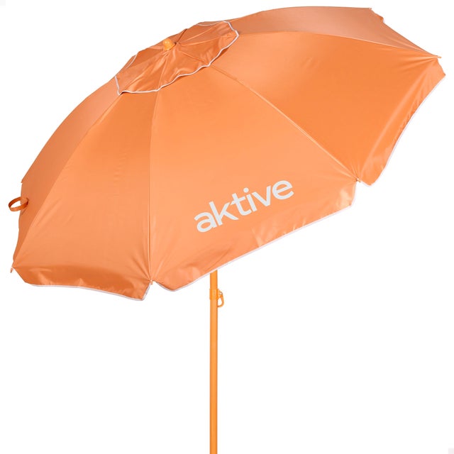 Aktive Beach Sombrilla de playa inclinable naranja con protección UV50 D220 cm
