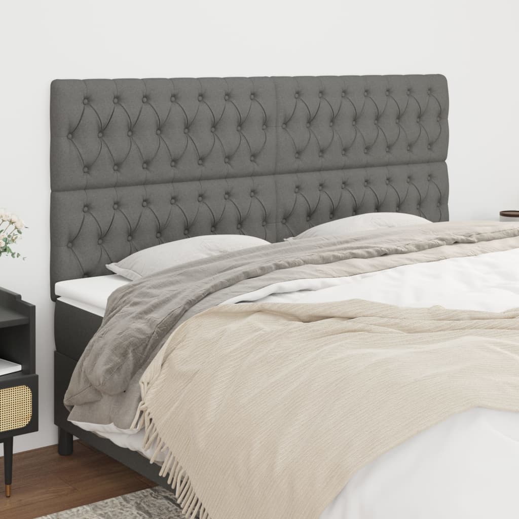 Tête de lit avec housse tissu gris foncé