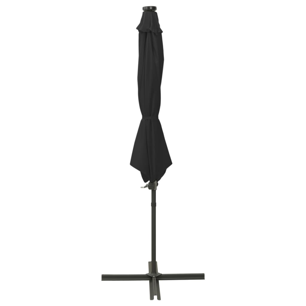 Parasol déporté avec mât et lumières LED Noir 300cm 3 - 3