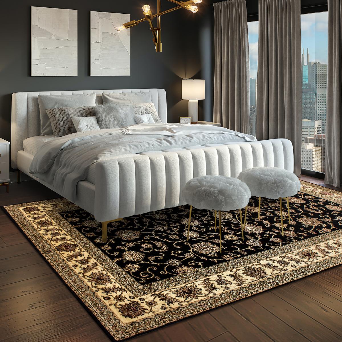 Tapis orient 120x170 rectangle noir tissé motifs orientaux BISKO 1 - 7