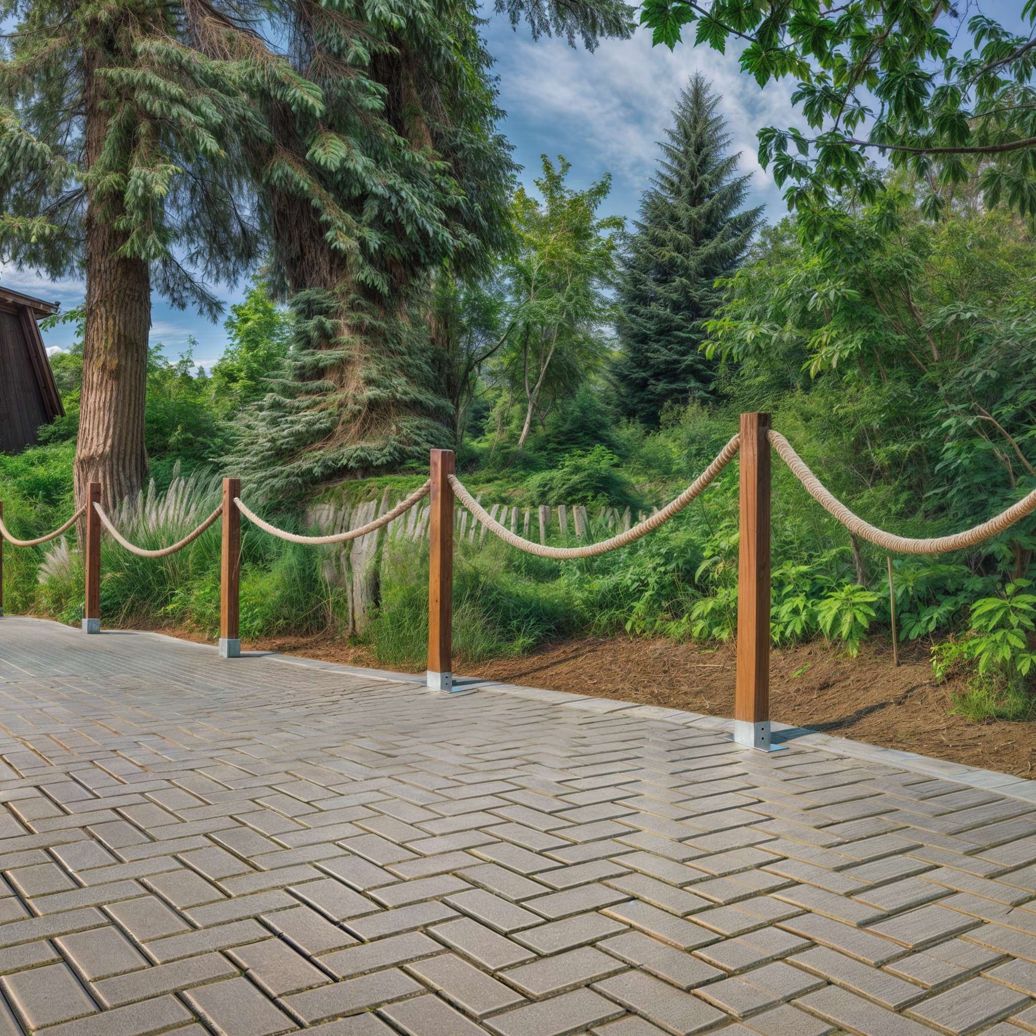 BOGATECO Clôture en bois avec corde de jute | Clôture voile 16 m|13 longueurs différentes|Kit de montage inclus Douille de terre avec plaque d'ancrage - 8
