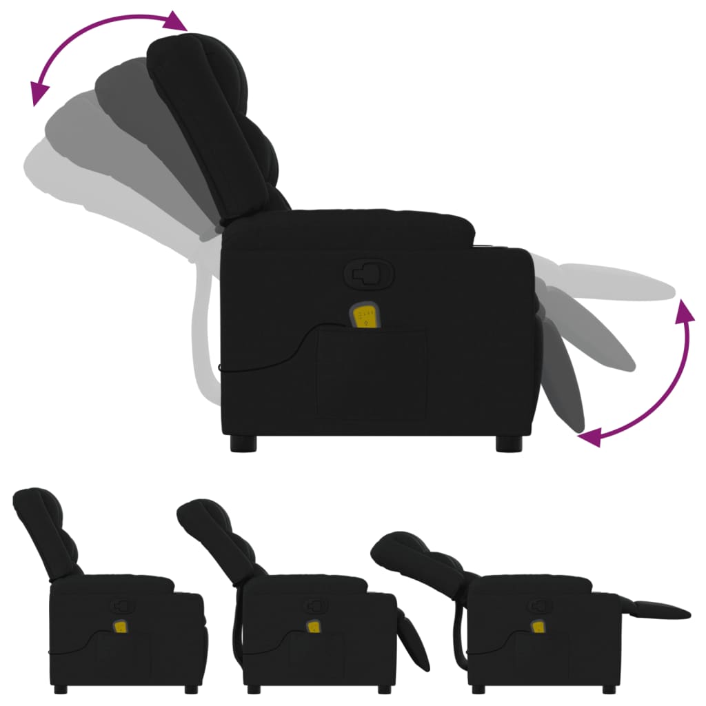 Fauteuil de Salon，Chaise，Fauteuil inclinable de massage noir tissu - 5